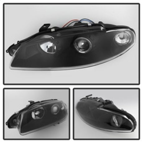 Phares de projecteur Spyder Mitsubishi Eclipse 97-99 LED Halo noir haut H1 bas H1 PRO-YD-ME97-HL-BK