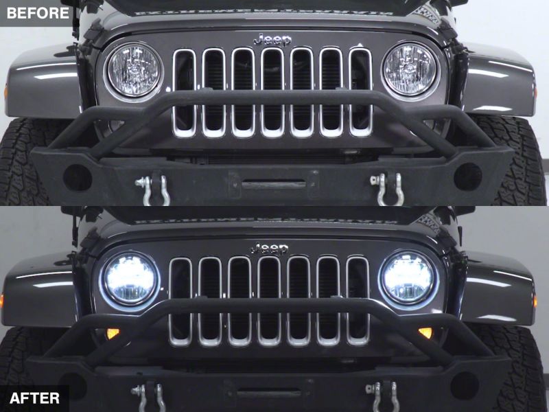 Phares de projecteur à LED Raxiom07-18 Jeep Wrangler JK - Boîtier chromé (lentille transparente)