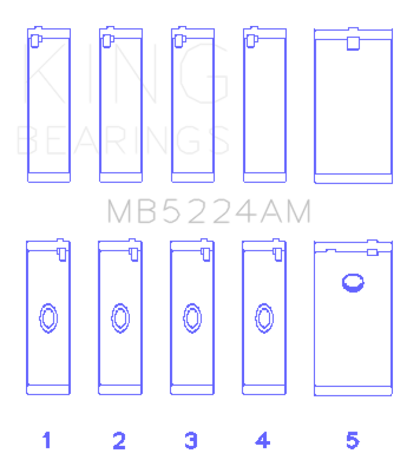 Ensemble de roulements principaux de vilebrequin King General Motors 400CI 6,6 L V8 OHV (ensemble de 5)