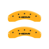 MGP 4 Caliper Covers Engraved Front & Rear Hemi Yellow finish black ch
