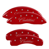 Couvre-étriers MGP 4 gravés à l'avant en cursive/arrière gravé Cadillac SRX finition rouge argent ch