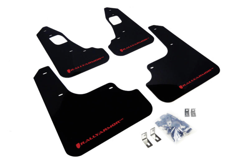 Bavette garde-boue Rally Armor 08-17 Mitsubishi EVO X noire UR avec logo rouge