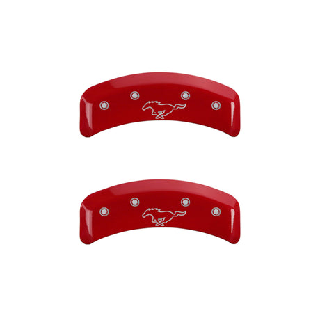 Couvre-étriers MGP 4 gravés à l'avant Mustang gravés à l'arrière Pony Red finition argent ch