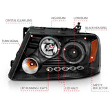Phares de projecteur ANZO 2004-2008 Ford F-150 avec halo et LED noir G2