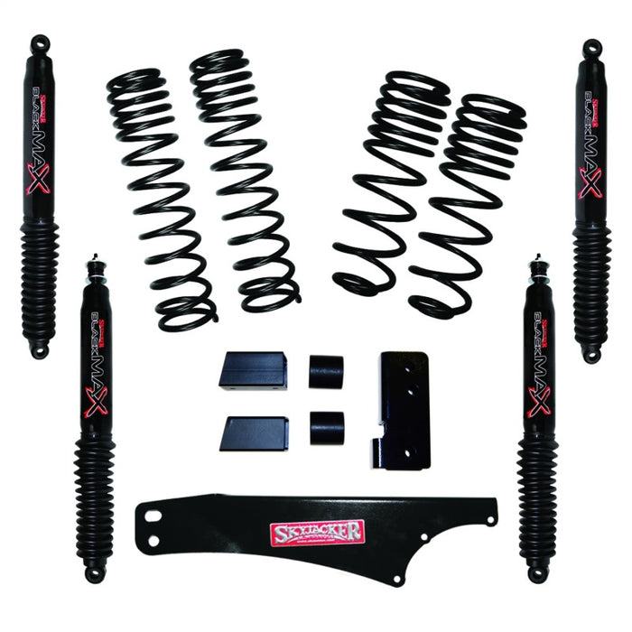 Skyjacker 2007-2018 Jeep Wrangler JK 4 portes 4 roues motrices à long débattement 2 po-2,5 po Kit de levage avec amortisseurs Max noirs