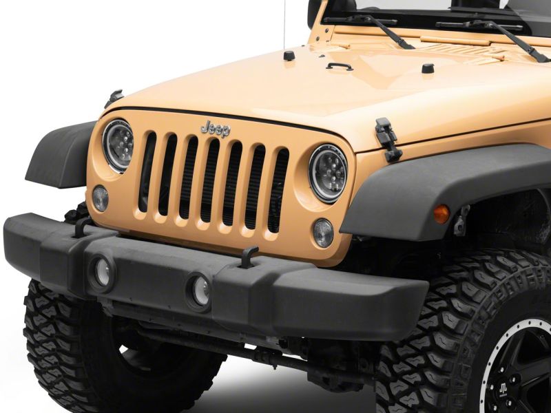 Raxiom 07-18 Jeep Wrangler JK Axial Spider LED Headlights w/Angel Eye Halo- Blk Housing (Clear Lens)