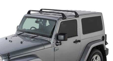 Barres de toit Rhino-Rack 07-22 pour Jeep Wrangler JK/JL 2 portes à toit rigide Vortex SG 2 barres - Noir