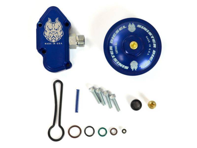 Sinister Diesel 03-07 Ford Powerstroke 6.0L Blue Spring Kit w/ Billet Spring Housing/Fuel Filter Cap