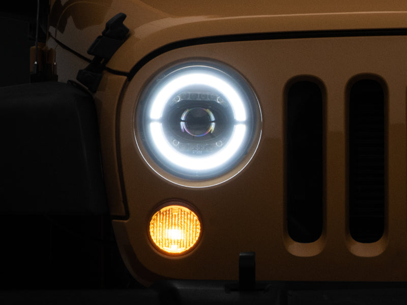 Phares à LED Raxiom 07-18 Jeep Wrangler JK Axial Series - Boîtier noir (lentille transparente)