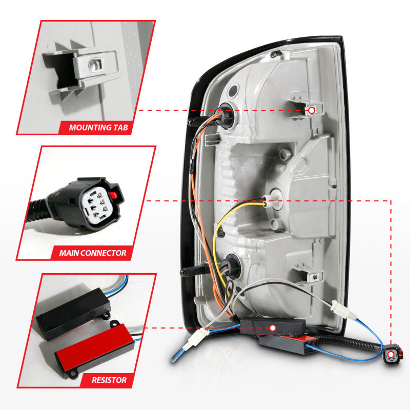 Feux arrière à LED complets ANZO 15-21 Chevrolet Colorado avec barre lumineuse rouge, boîtier noir, lentille transparente