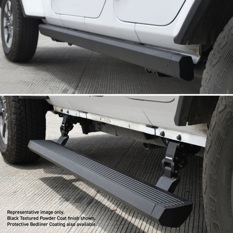 Kit de marchepieds électriques Go Rhino 07-17 Jeep Wrangler 4 portes E-BOARD E1 (coupe requise) - Revêtement de doublure de caisse