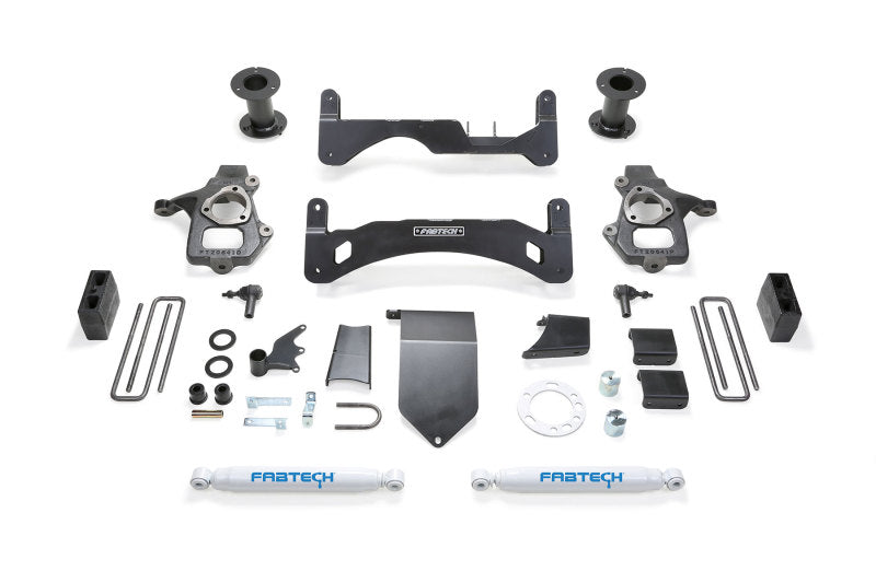 Fabtech 14-18 GM C/K1500 P/U avec oE Forg Stl UCA 6 pouces Basic Sys G2 avec Perf Shks