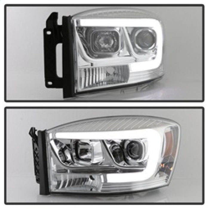 Phares de projecteur Spyder Dodge Ram 1500 06-08 V2 - Barre lumineuse DRL - Chrome (PRO-YD-DR06V2-LB-C)