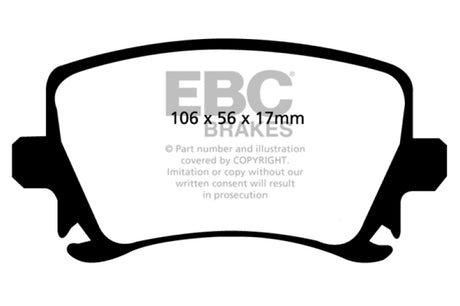 EBC 06-13 Audi A3 2.0 Turbo (étrier arrière Girling) Plaquettes de frein arrière Greenstuff