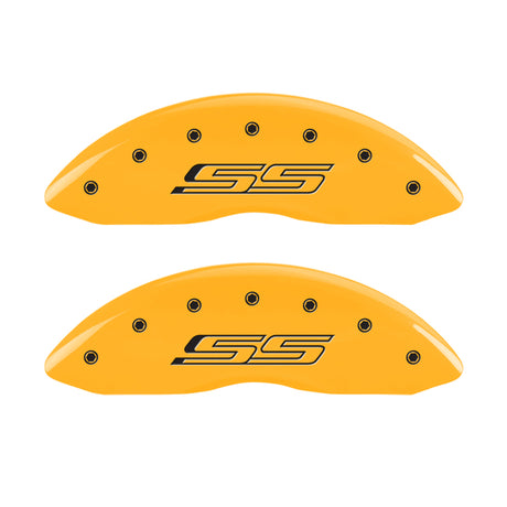 MGP 4 Caliper Covers Engraved Front & Rear Gen 5/SS Yellow finish black ch