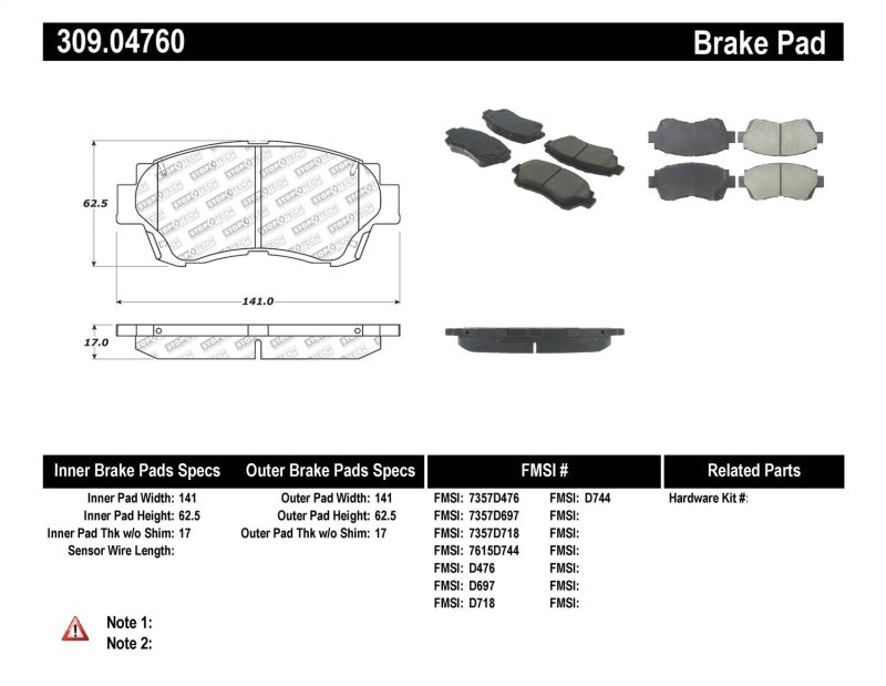 Plaquettes de frein StopTech Performance