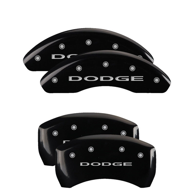 MGP 4 Caliper Covers Engraved Front & Rear With out stripes/Dodge Black finish silver ch