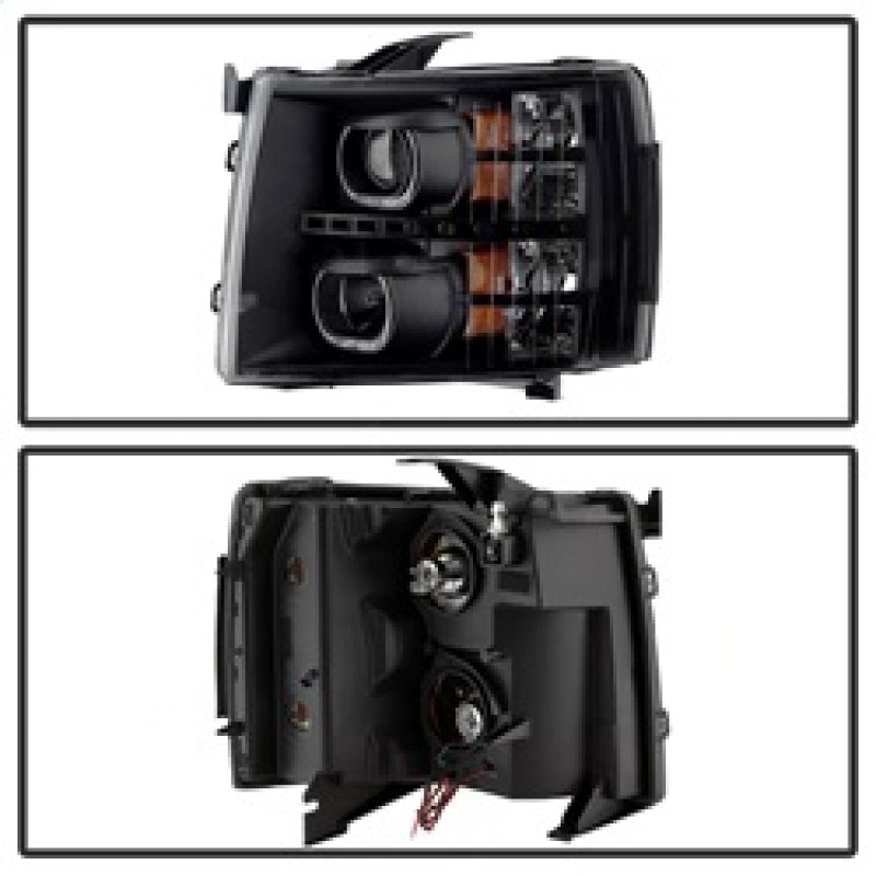 Phares de projecteur à LED Xtune Chevy Silverado 1500/2500/3500 07-13 Noir PRO-JH-CSIL07-CFB-BK