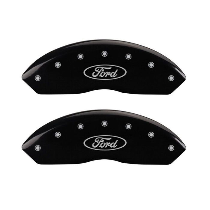 MGP Front set 2 Caliper Covers Engraved Front Oval logo/Ford Black finish silver ch