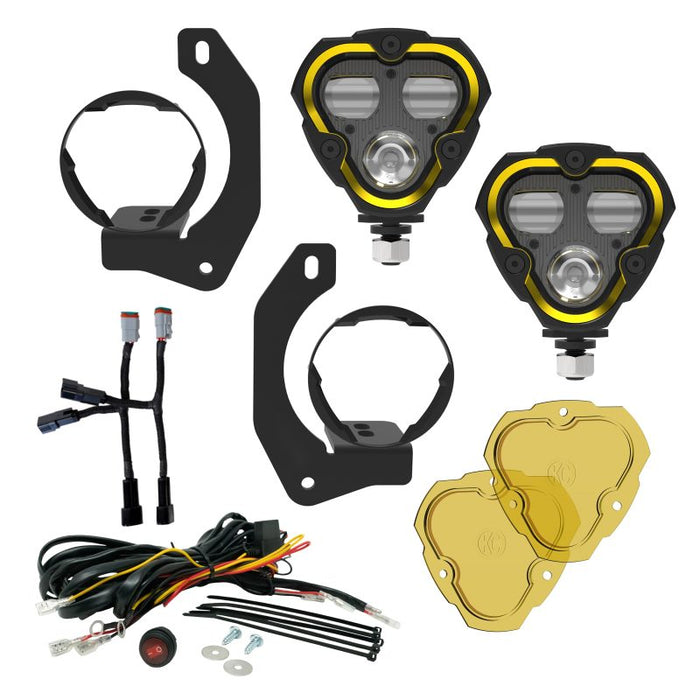 Feux antibrouillard SAE à double mode KC HiLiTES FLEX ERA 3 - Kit principal à 2 lampes pour pare-chocs en acier Jeep JK/JL/JT