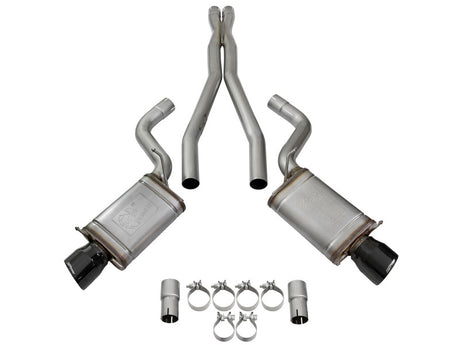 Système d'échappement double en acier inoxydable aFe Mach Force-Xp 3 pouces CB avec embouts noirs 09-15 Cadillac CTS-V