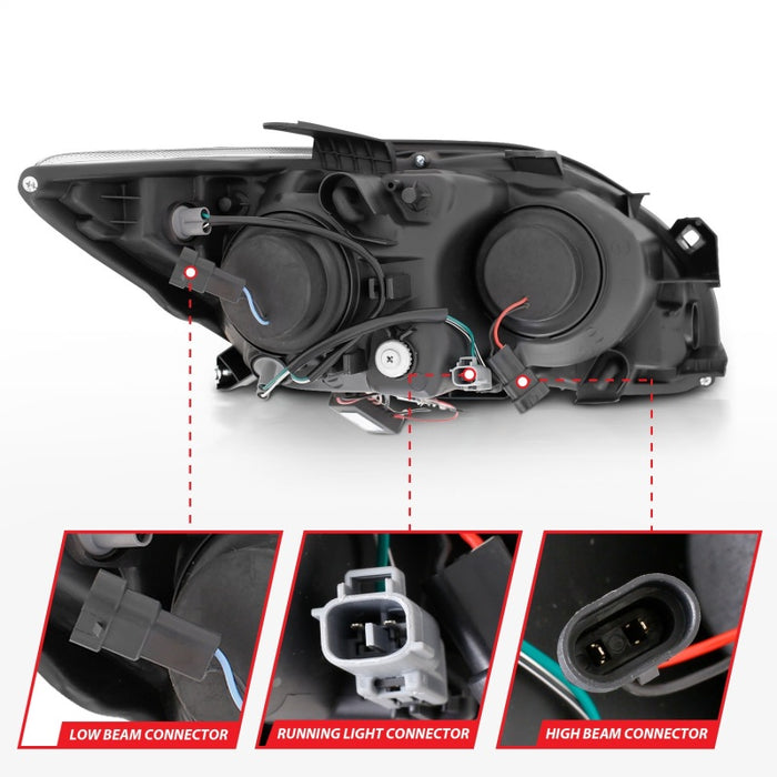 Phares de projecteur ANZO 2005-2010 Scion Tc avec halo noir (CCFL)