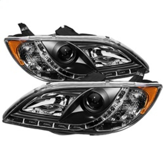 Phares de projecteur halogènes Spyder Mazda 3 04-08 4 portes (berline UNIQUEMENT) - DRL Blk PRO-YD-M304-DRL-BK