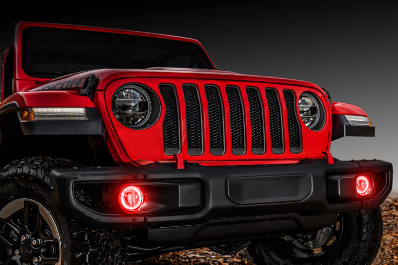 Oracle Jeep Wrangler JL/Gladiator JT LED Surface Mount Fog Light Halo Kit - Red SEE WARRANTY