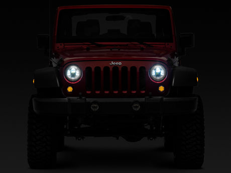 Phares à LED Daymaker de la série Axial Jeep Wrangler TJ/JK de Raxiom 97-18 - Boîtier chromé (lentille transparente)