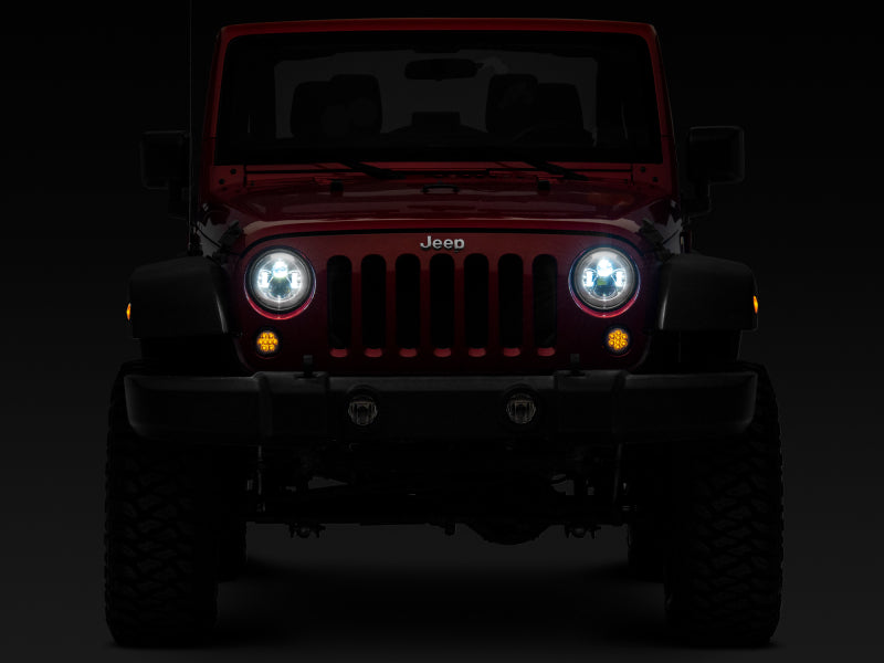 Phares à LED Daymaker de la série Axial Jeep Wrangler TJ/JK de Raxiom 97-18 - Boîtier chromé (lentille transparente)