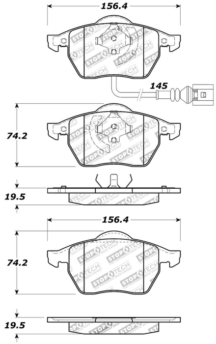 Plaquettes de frein avant StopTech Performance pour VW Jetta 99-08 / Golf GTi/GLS Turbo 5/99-05