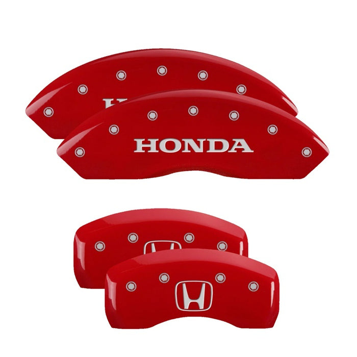 MGP 4 Caliper Covers Engraved Front Honda Engraved Rear H Logo Red finish silver ch