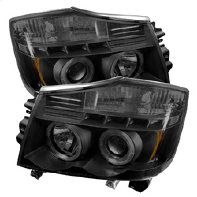 Phares de projecteur Spyder Nissan Titan 04-14 LED Halo LED Blk Smke PRO-YD-NTI04-HL-BSM