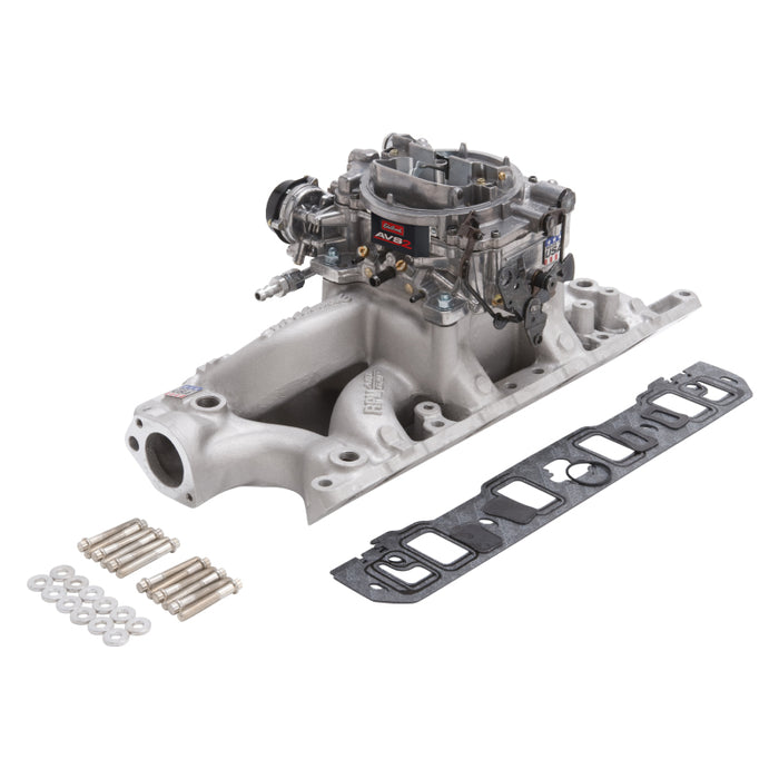 Kit collecteur et carburateur Edelbrock Performer RPM Air-Gap Small Block Ford 289-302 Finition naturelle