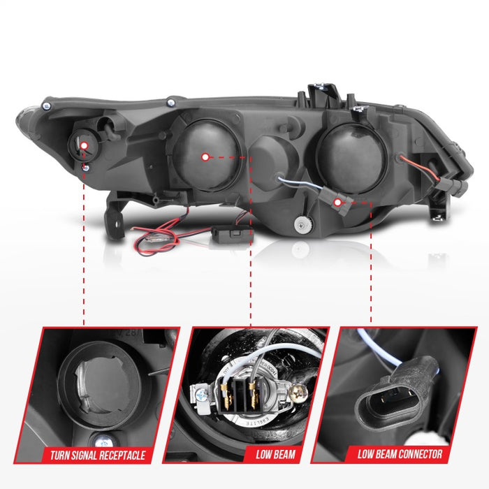 Phares de projecteur ANZO 2006-2011 Honda Civic avec halo noir (CCFL)