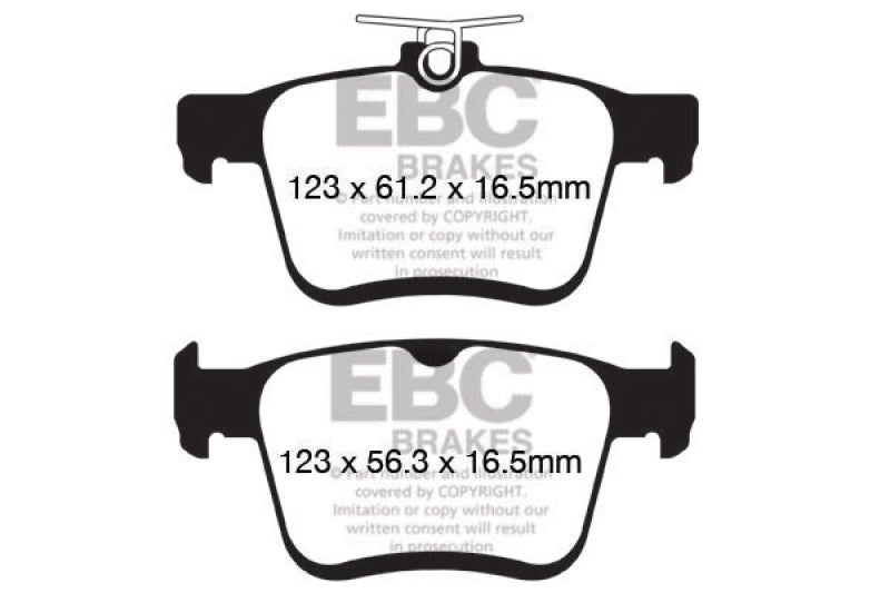 Plaquettes de frein arrière EBC Ultimax2 pour Audi A3 1.8 Turbo (avec frein de stationnement électronique) 2014+