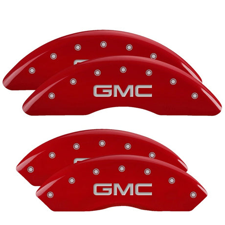 Couvre-étriers MGP 4 gravés avant et arrière, finition rouge Denali argent ch