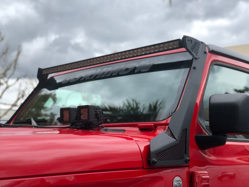 Support de barre lumineuse pour pare-brise Go Rhino 18-20 Jeep Wrangler JL/JLU/Gladiator JT XE - Rangée simple de 50 po