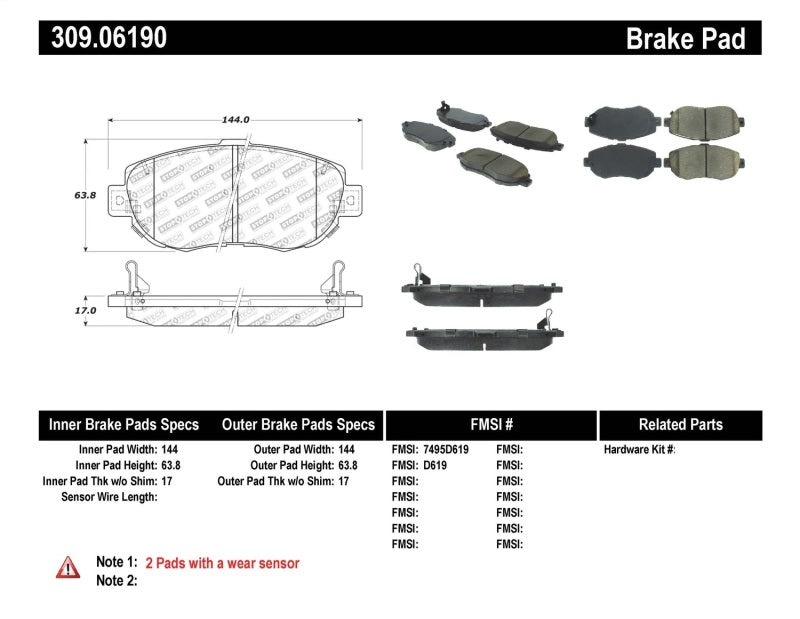 Plaquettes de frein avant StopTech Performance 00-05 Lexus IS 250/300/350 / 02-09 SC 300/400/430