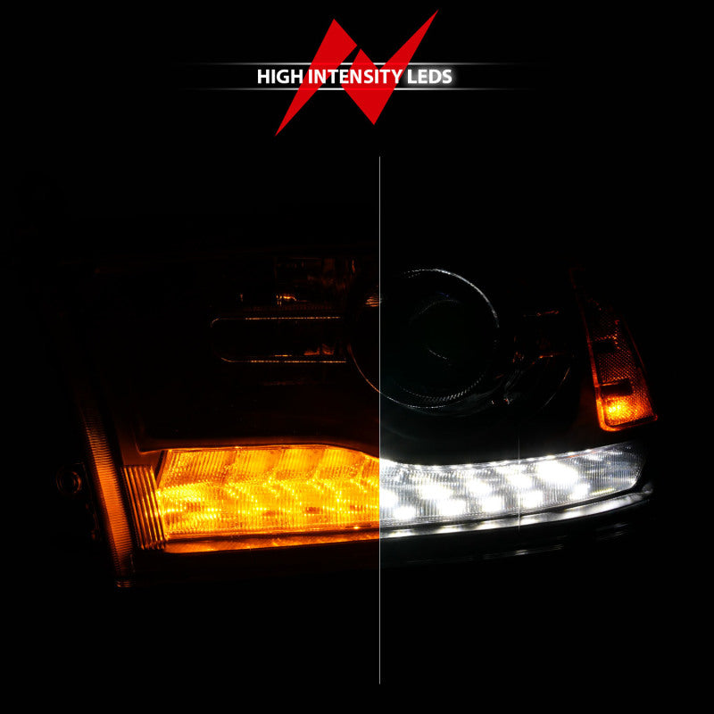 Phares à LED ANZO 09-18 Dodge Ram 1500/2500/3500 style planche Switchback + séquentiel - Noir mat
