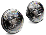 Phares à LED axiaux Raxiom 97-18 Jeep Wrangler TJ/JK 7 pouces avec DRL - Boîtier noir (lentille transparente)