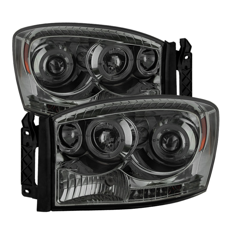 Phares de projecteur Spyder Dodge Ram 1500 06-08/Ram 2500 06-09 LED Halo LED Smke PRO-YD-DR06-HL-SM