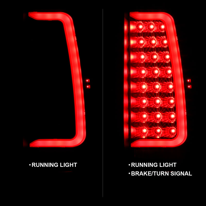 Feu arrière à LED ANZO 2007-2014 Chevy Tahoe style planche noir avec lentille transparente