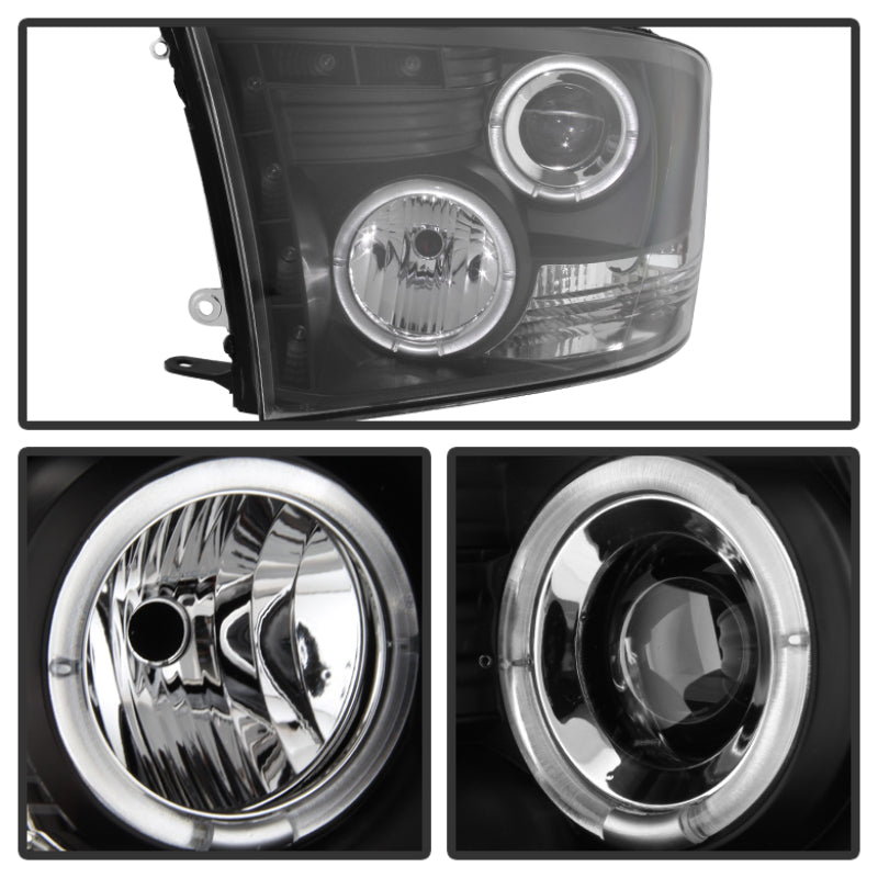 Phares de projecteur Spyder Dodge Ram 1500 09-14 10-14 Halogène-LED Halo LED - Noir PRO-YD-DR09-HL-BK