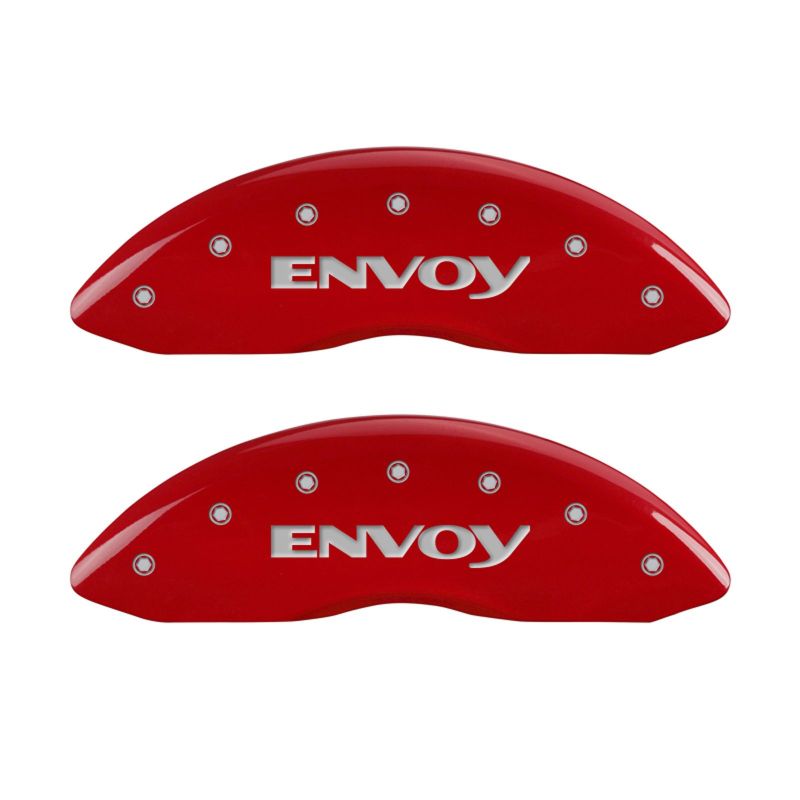 MGP 4 Caliper Covers Engraved Front & Rear Envoy Red finish silver ch