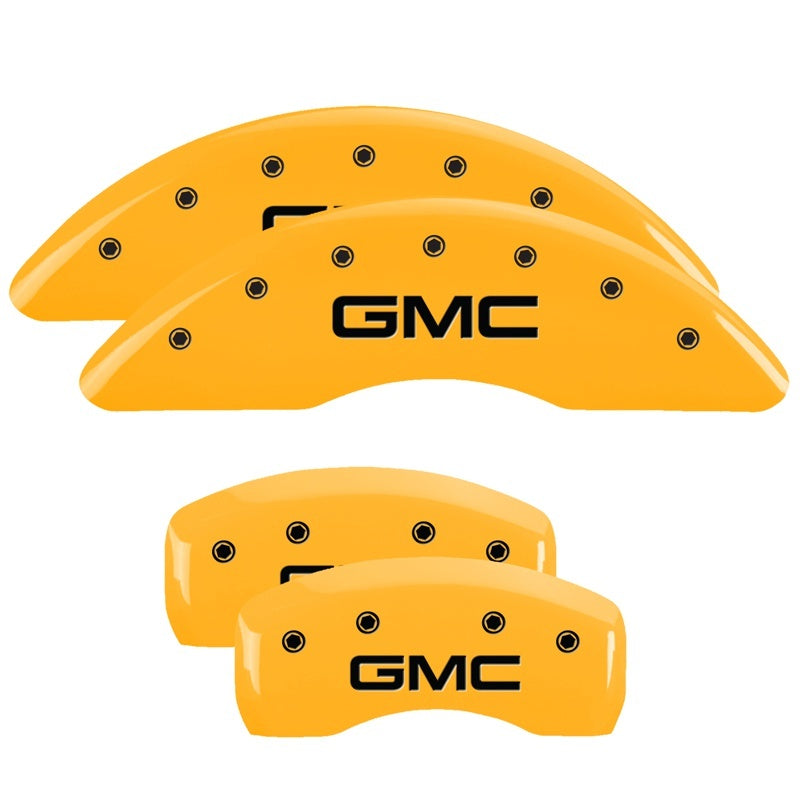 MGP 4 Caliper Covers Engraved Front & Rear GMC Yellow finish black ch