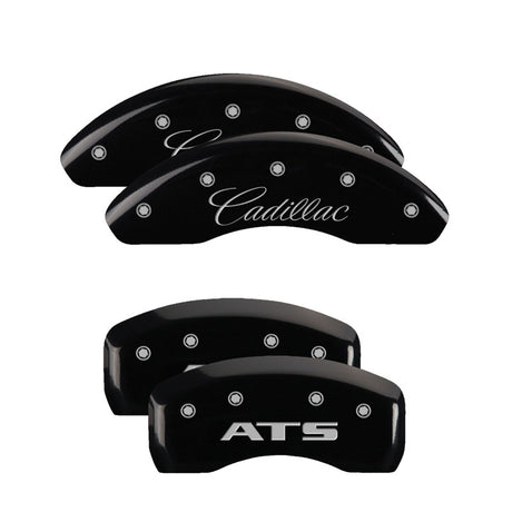 Couvre-étriers MGP 4 gravés à l'avant en cursive/arrière gravé Cadillac CTS finition noire argent ch