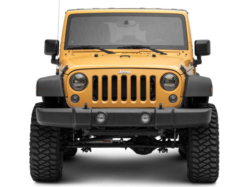 Phares à LED axiaux Raxiom 97-18 Jeep Wrangler TJ/JK 7 pouces avec DRL - Boîtier noir (lentille transparente)