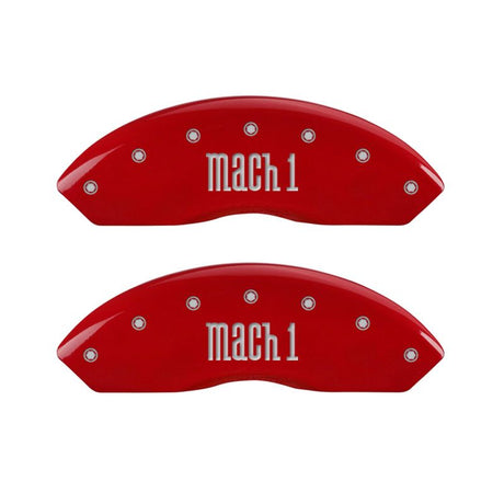 Couvre-étriers MGP 4 gravés avant et arrière Mach 1 finition rouge argent ch
