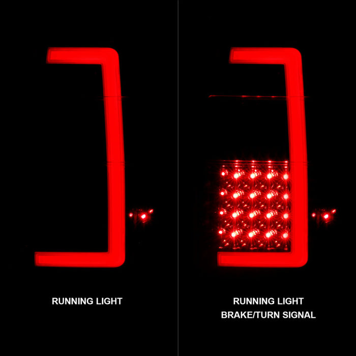 Feux arrière à LED ANZO 07-17 Ford Expedition avec barre lumineuse, boîtier noir, lentille transparente